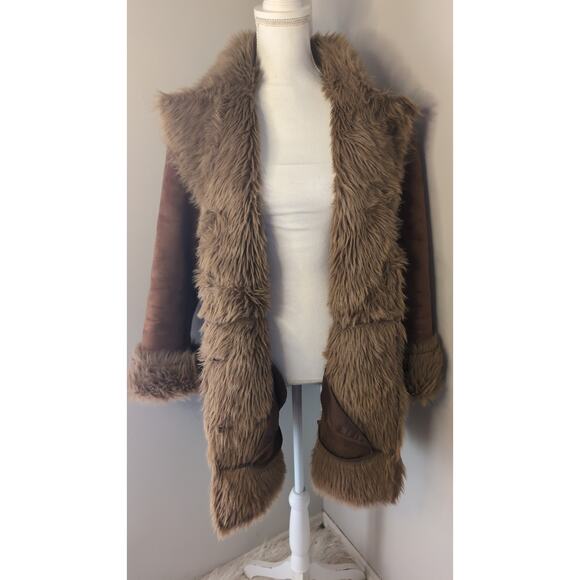 Mixit XL Penny Lane boho western Y2k faux fur suede long coat - Picture 8 of 12